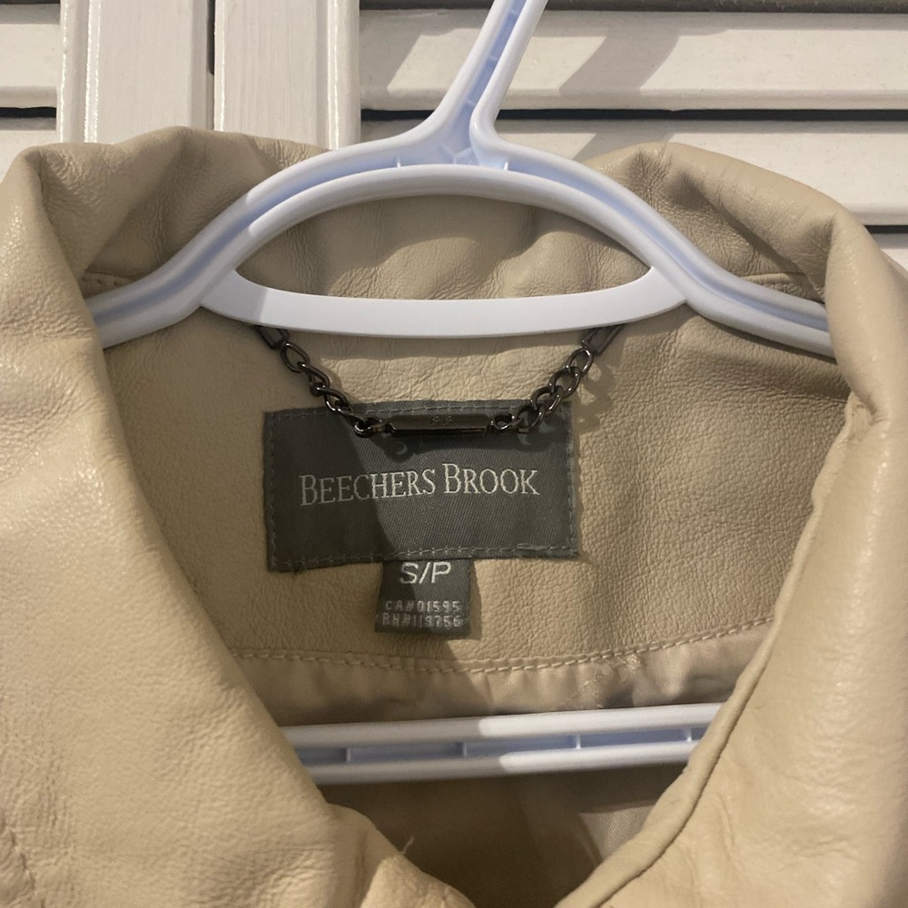 Cream Leather Jacket - Picture 3 of 12